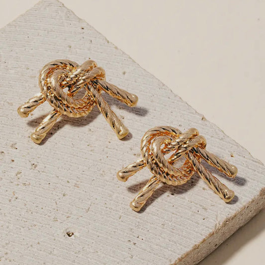 Solid Metallic Rope Knot Stud Earrings