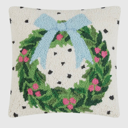 Spotted Holiday Wreath Hook Pillow