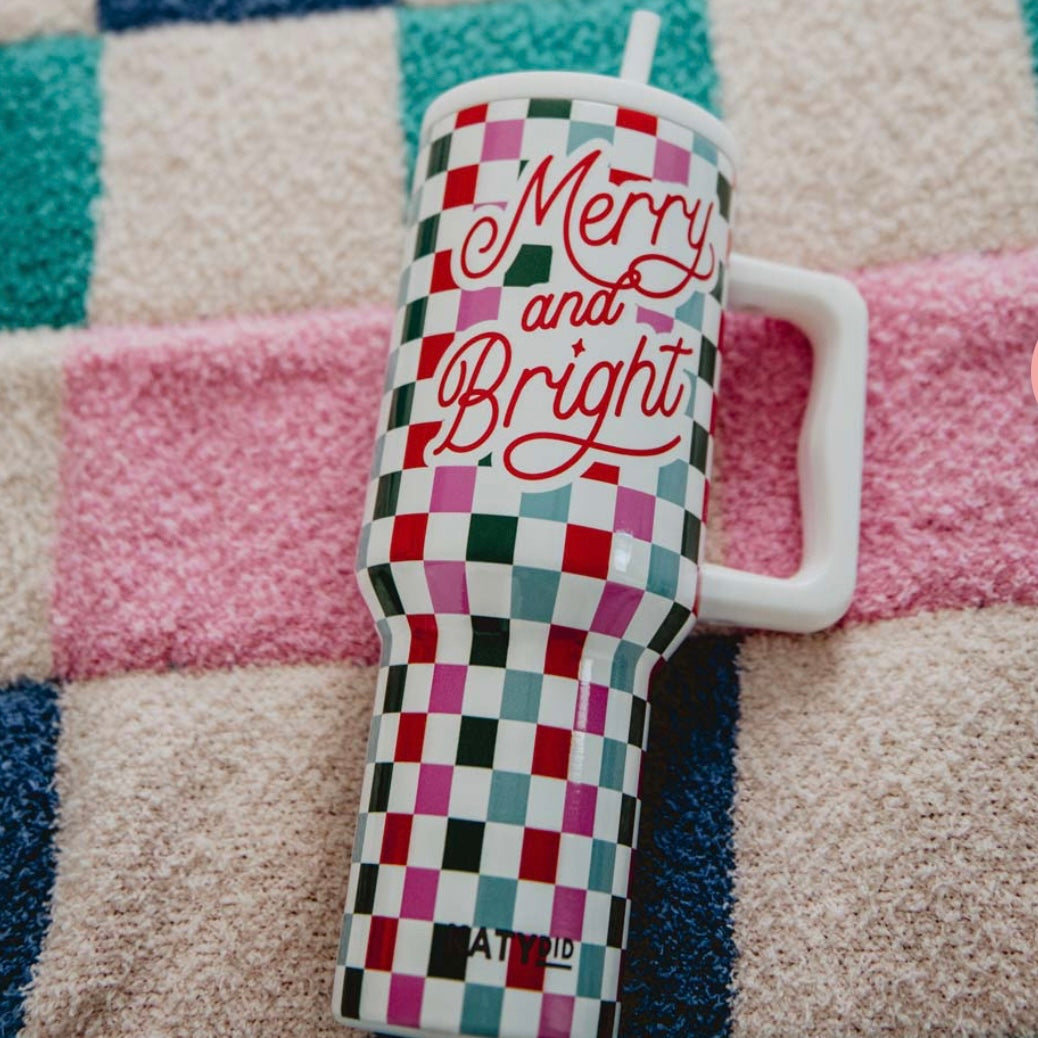 Merry & Bright Checkered Tumbler Cup