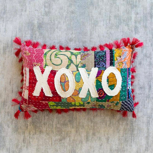XOXO Kantha Pillow