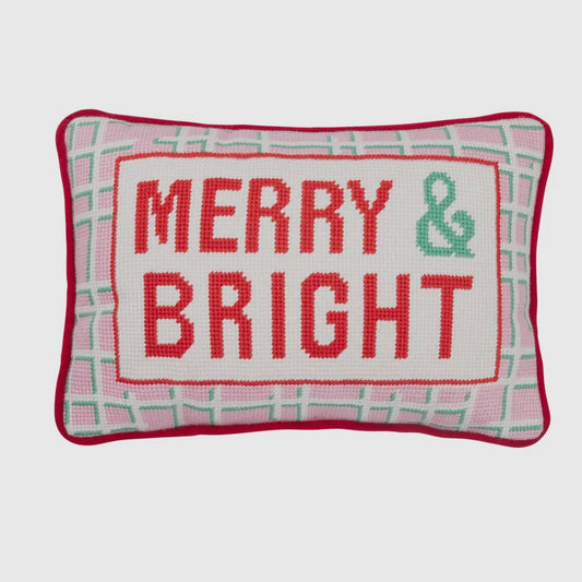 Merry & Bright Needlepoint Pillow