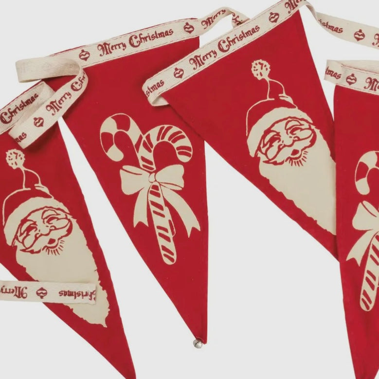 Santa and Candy Canes with Bell Pennant Banner