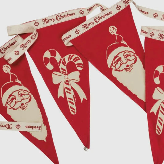 Santa and Candy Canes with Bell Pennant Banner