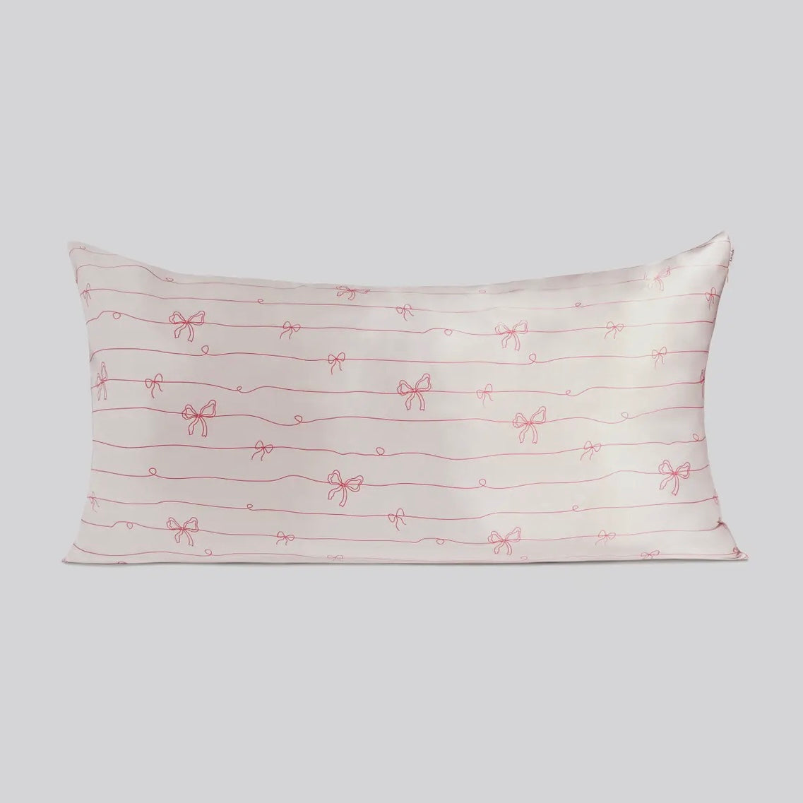 Kitsch Holiday Satin Pillowcase in Striped Bows King Size