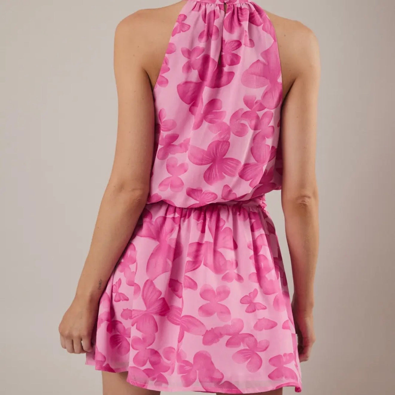 Fuchsia Halter Neck Butterfly Dress