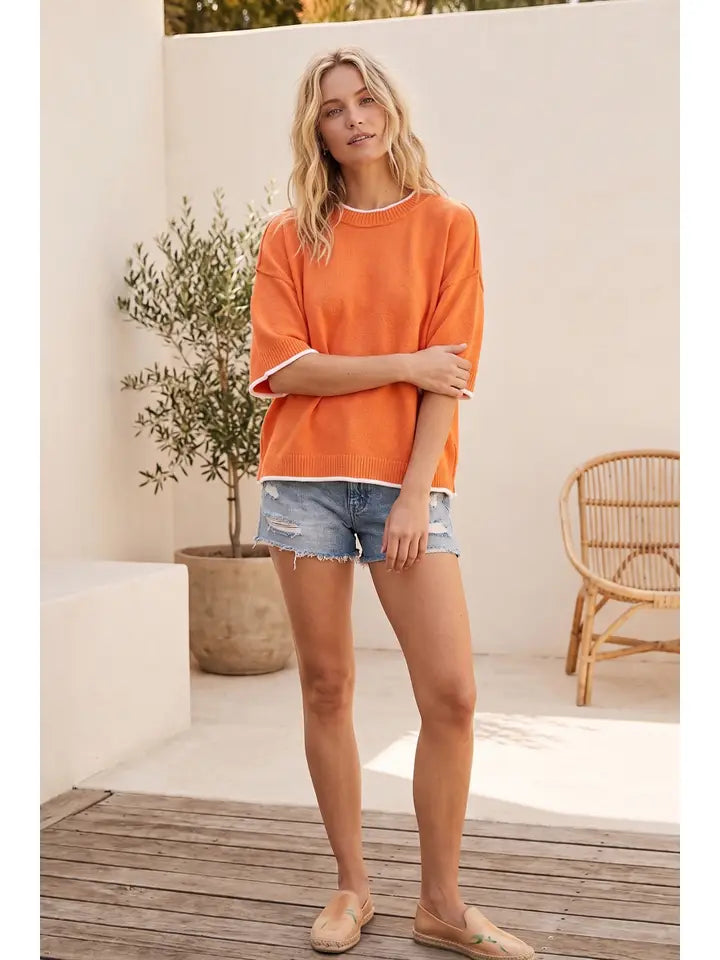 Gameday Contrast Trim Oversized Sweater Top