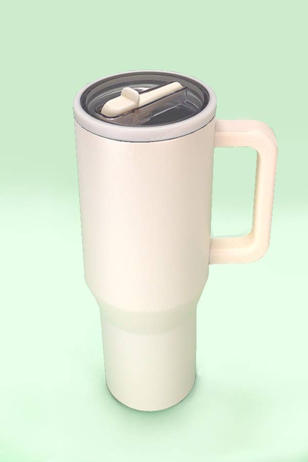 Cream 40oz Spill Free Stainless Steel Tumbler