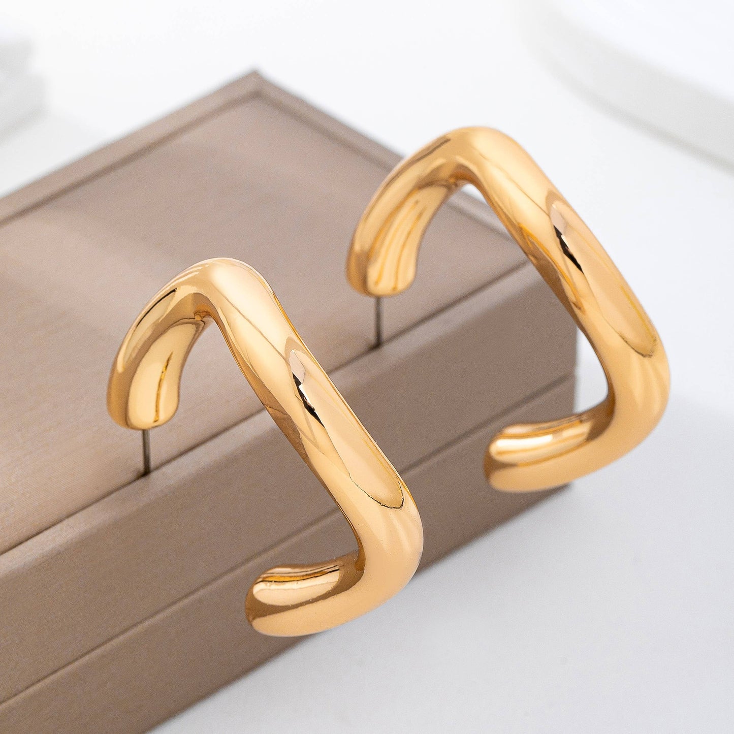 Bold Chunky Gold-Tone U-Shape Hoop Earrings