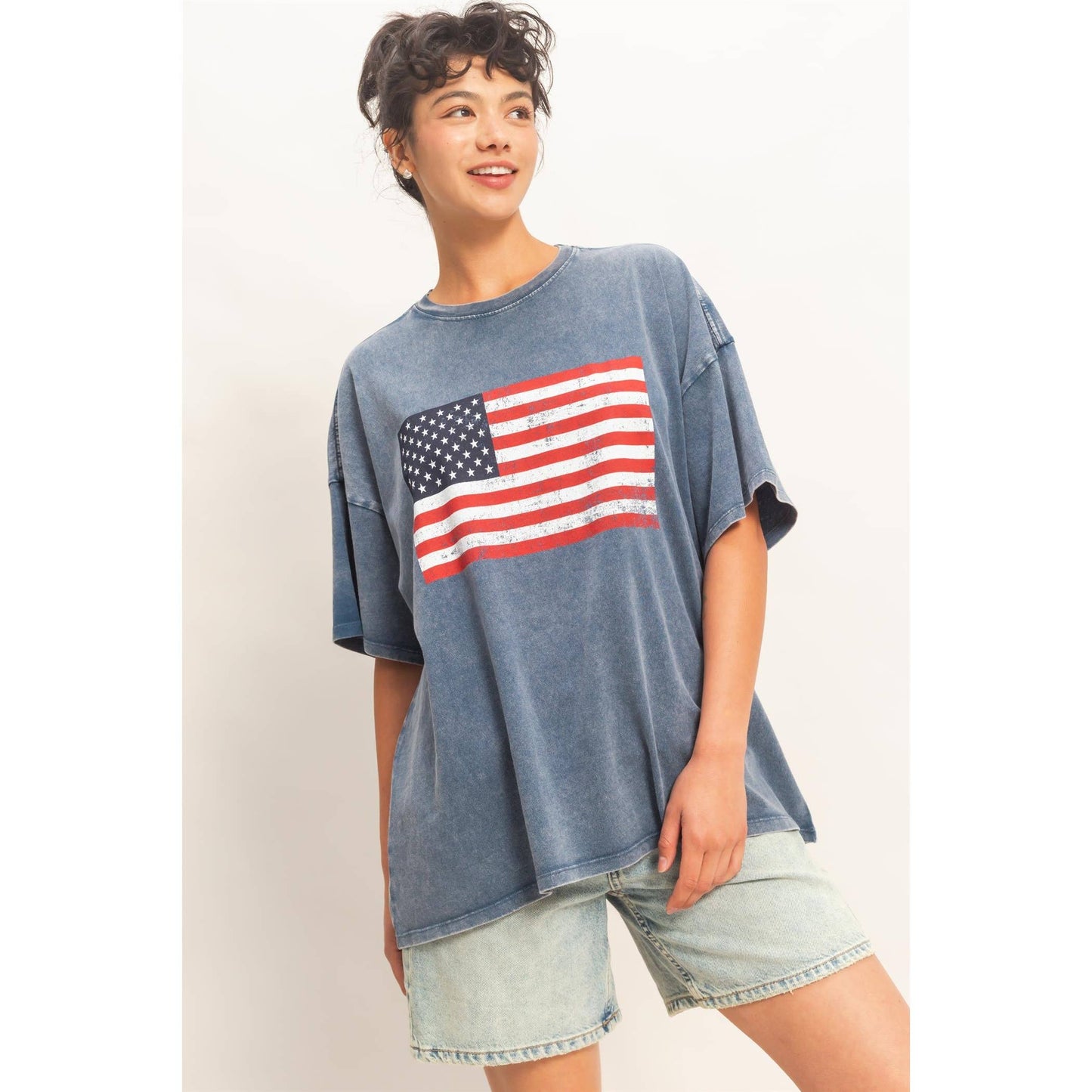 Mineral Washed Flag Graphic Tee
