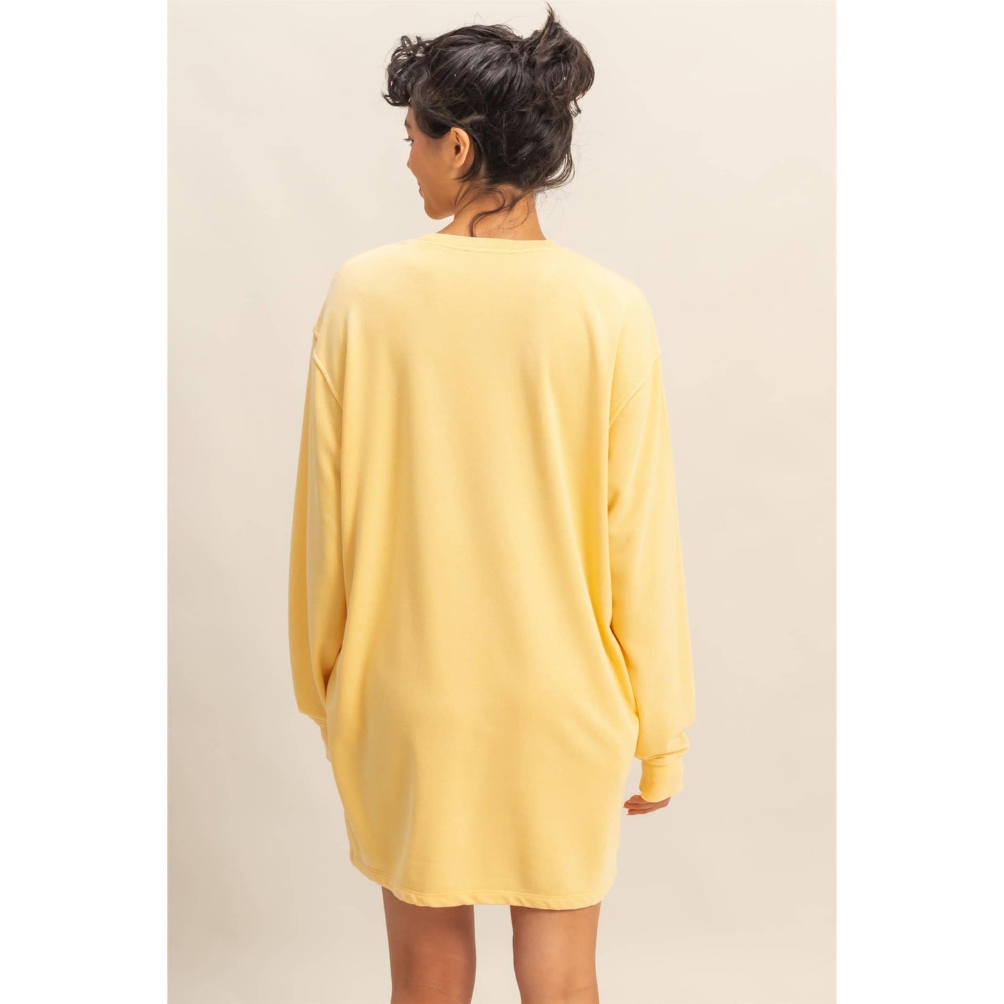 Long Sleeve Oversized Mini Dress Crewneck