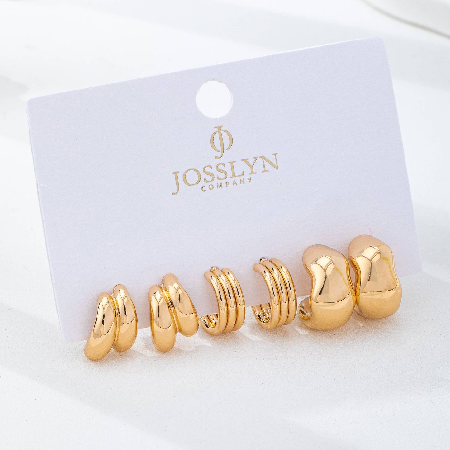Sculptural Gold-Tone Hoop Earring Set