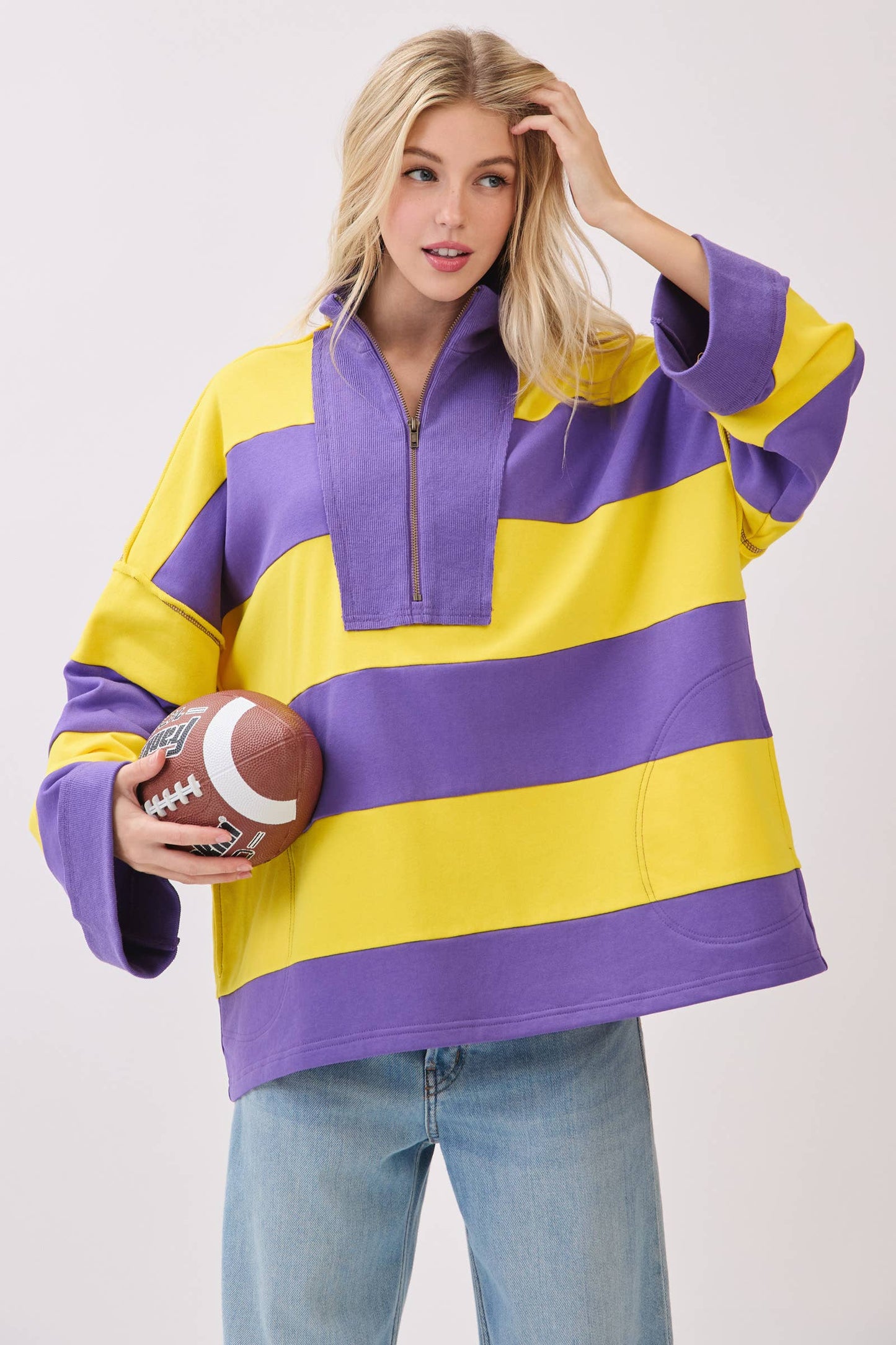 Varsity Stripe Zip Pullover