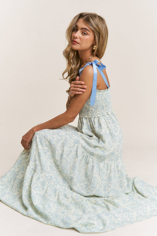 Floral Print Empire Neckline Maxi Dress