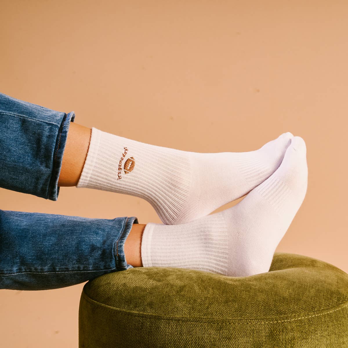 Embroidered Crew Socks–It's Game Day