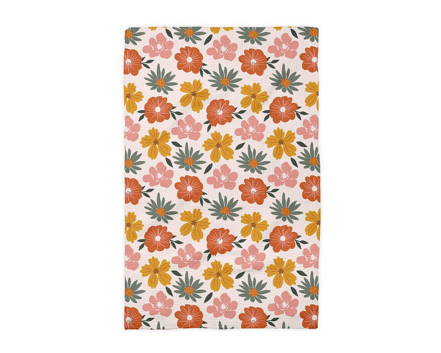 Boho Floral Fall Leaves Foliage Kitchen Towel