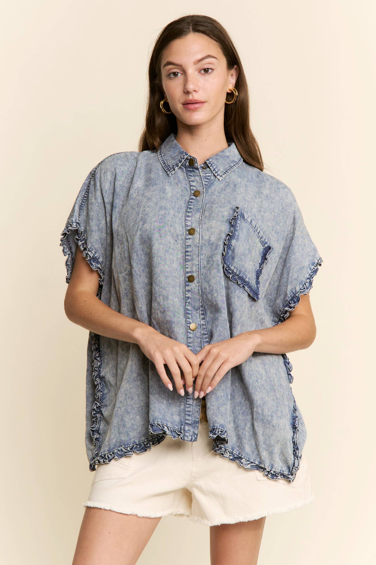 Light Denim Button Down Top