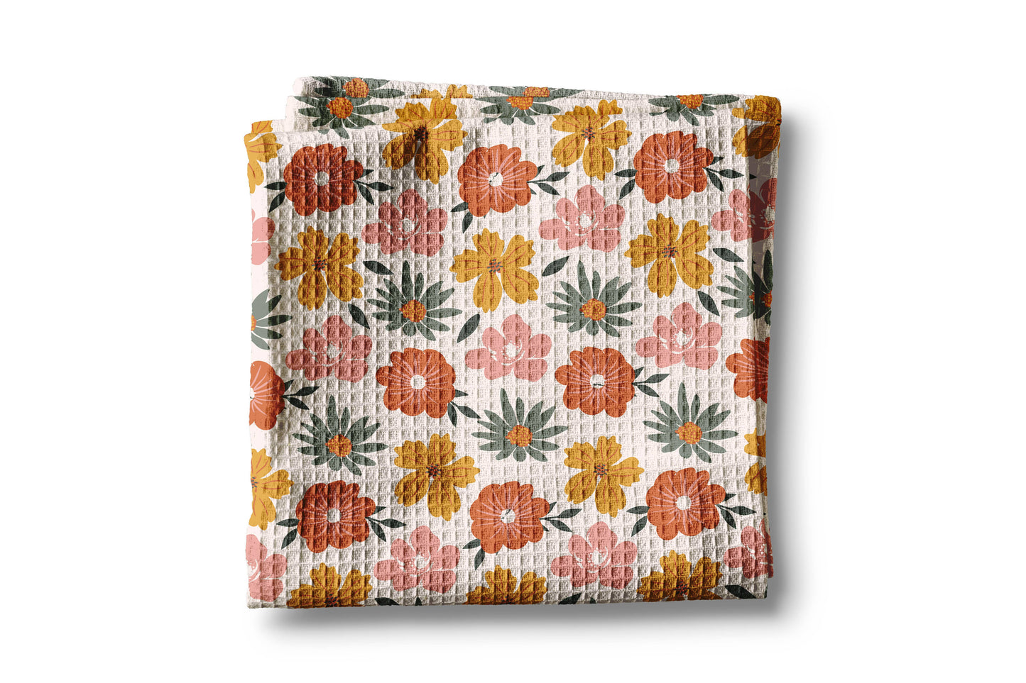 Boho Floral Fall Leaves Foliage Kitchen Towel