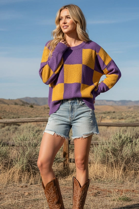 Checker Sweater Top