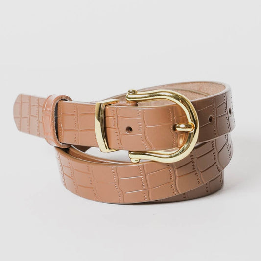 Faux Alligator Skin Leather Belt