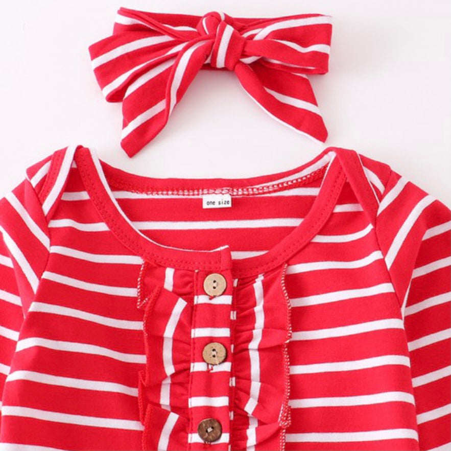 Red Stripe Baby Gown