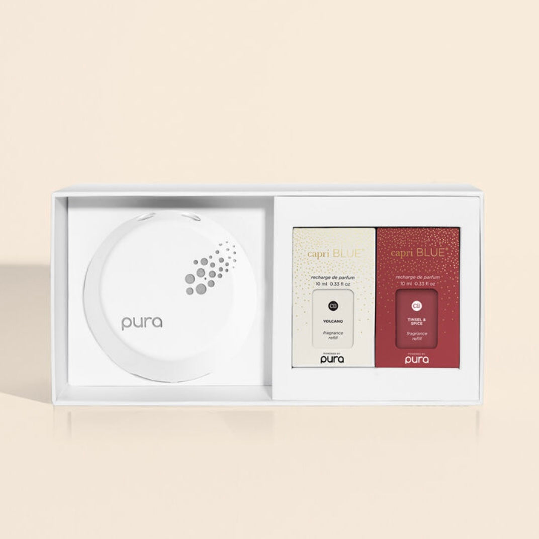 CB + Pura Smart Home Diffuser Kit, Tinsel & Spice and Volcano