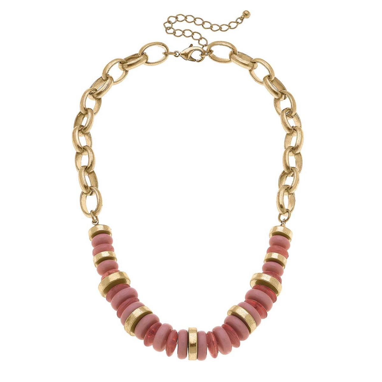Blush Beaded Chain Link Necklace