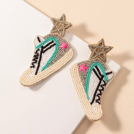 Seed Bead Star Sneaker Earrings