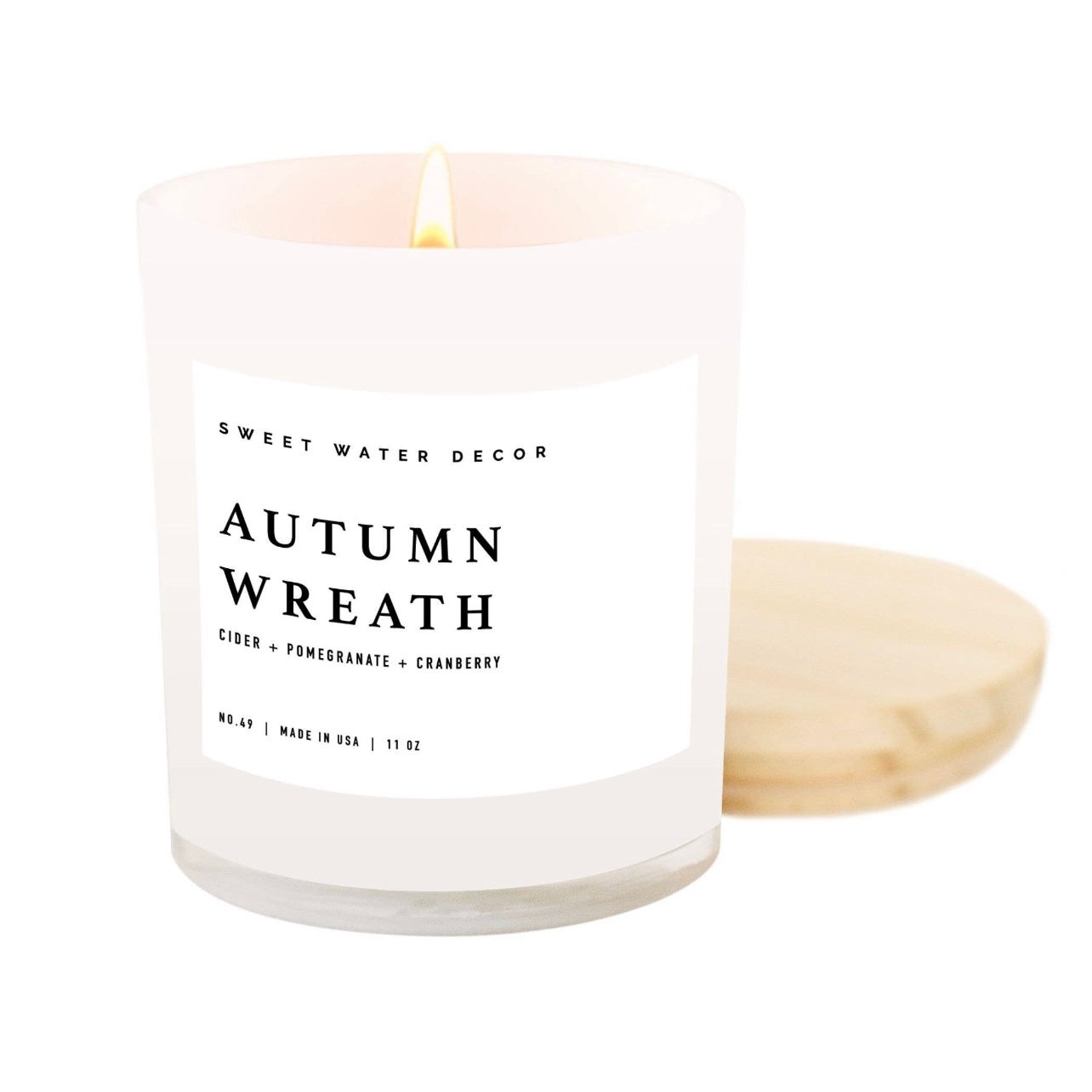 Fall White Jar Candle + Wood Lid