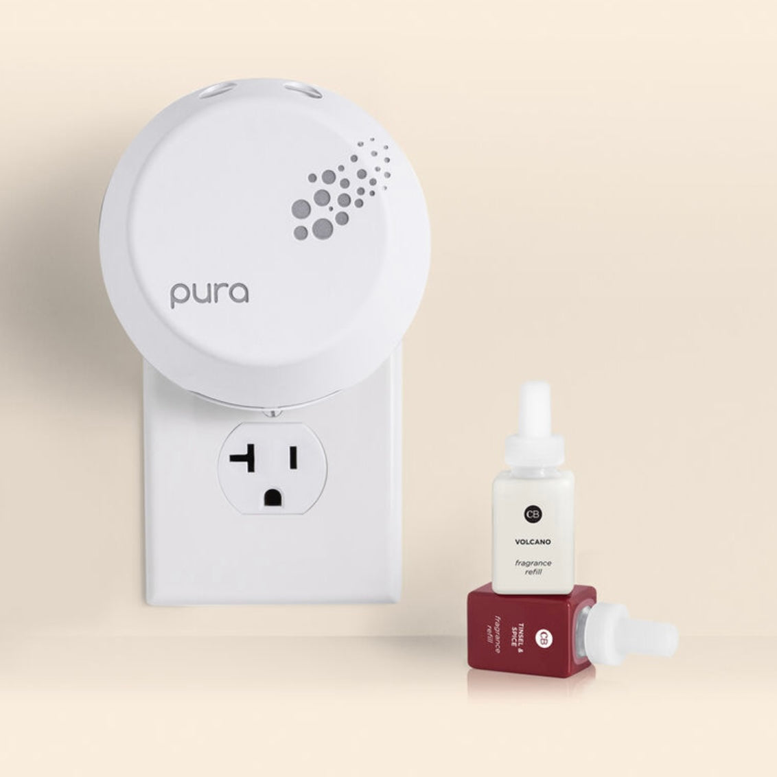 CB + Pura Smart Home Diffuser Kit, Tinsel & Spice and Volcano