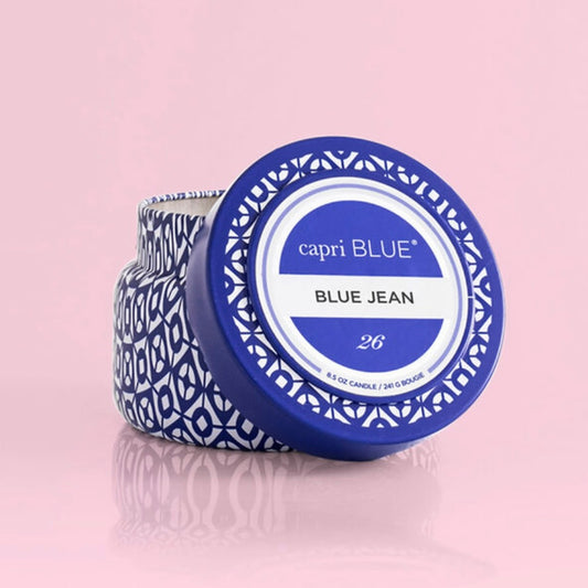Blue Jean Printed Travel Tin Candle